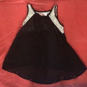 Black chiffon shirt with white lace detailing